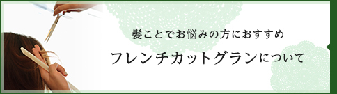 髪ことでお悩みの方におすすめ「フレンチカットグランについて」にリンク